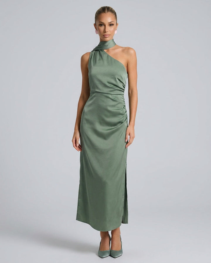 Greta | One-Shoulder Satin-Look Maxi Dress
