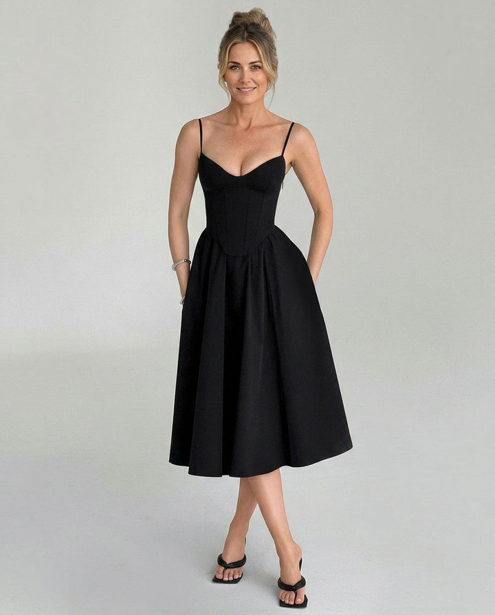 Mariella | Puff Sleeve A-Line Midi Dress