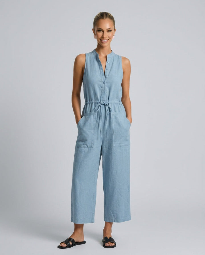 Harper | Linen-Blend Sleeveless Loose Jumpsuit