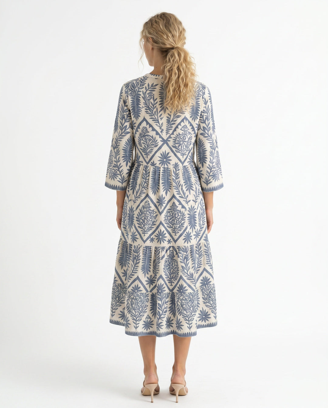 Quinn | V-Neck Boho Print Summer Midi Dress