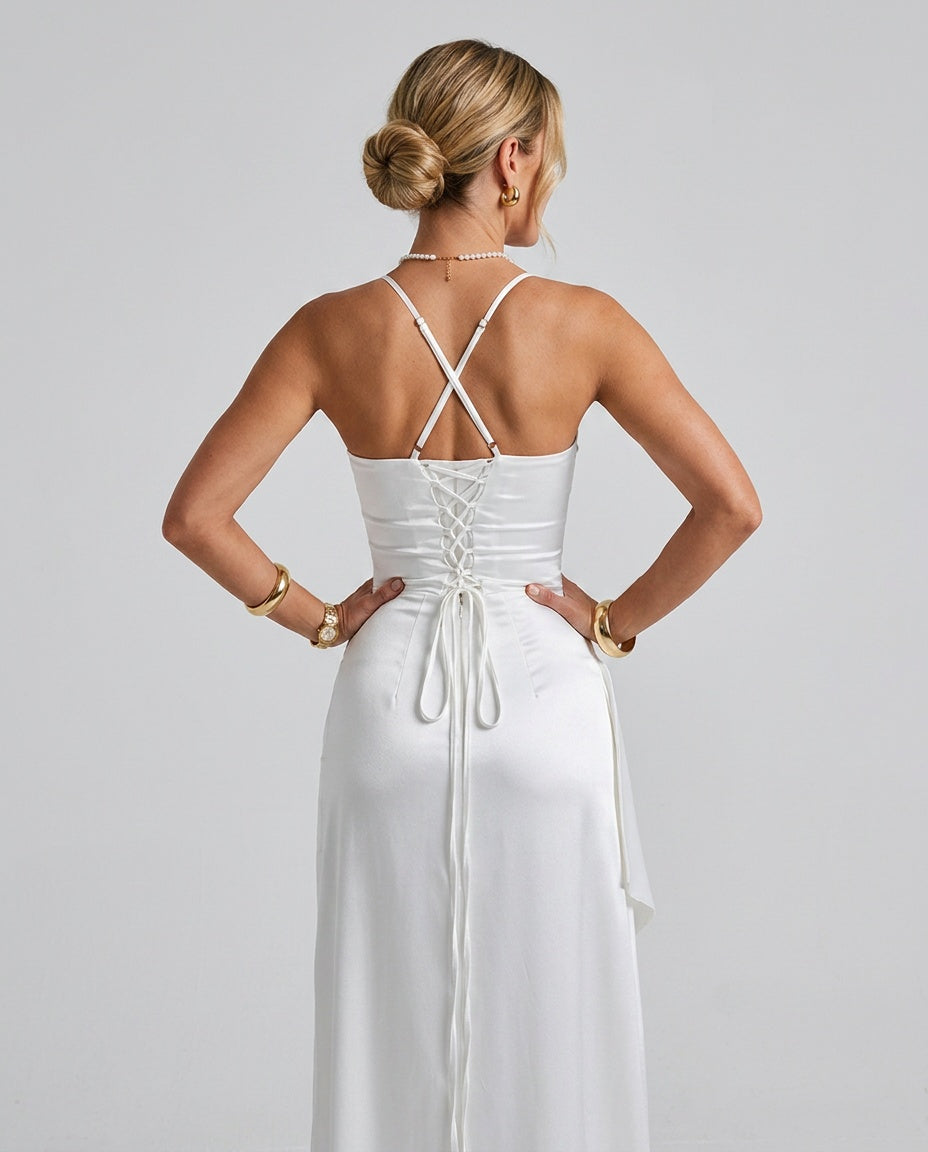 Dahlia | V-Neck Wrap Wedding Guest Maxi Dress