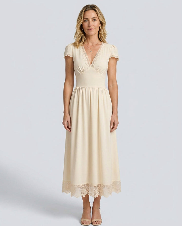 Valentina | V-Neck Lace Maxi Dress