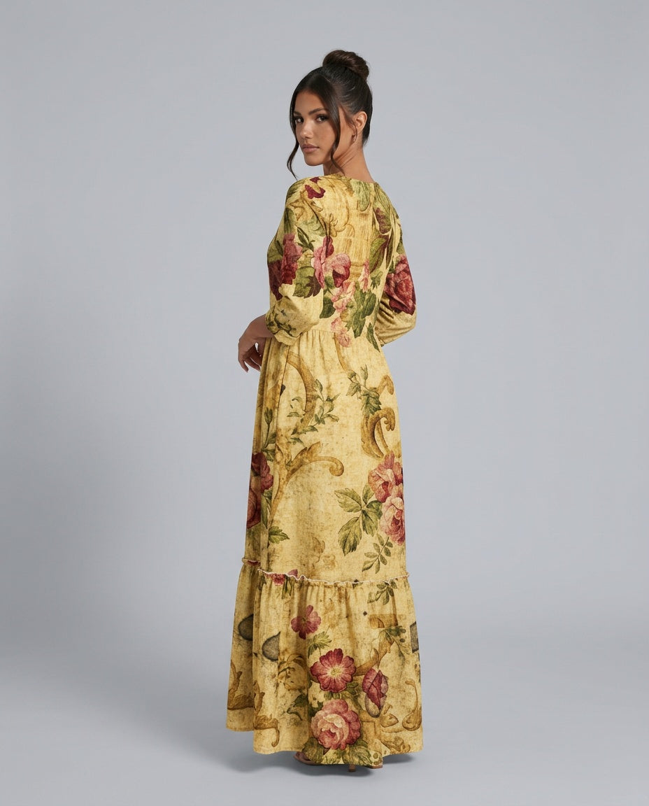 Bianca | Flowy V-Neck Floral Summer Maxi Dress