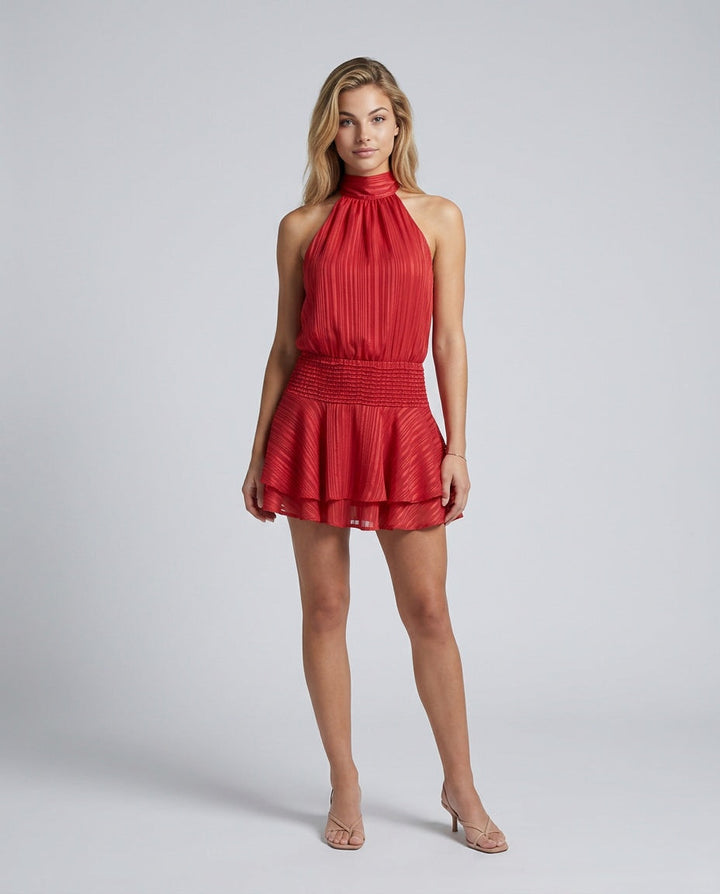 Anouk | Satin-Look Halter Mini Dress