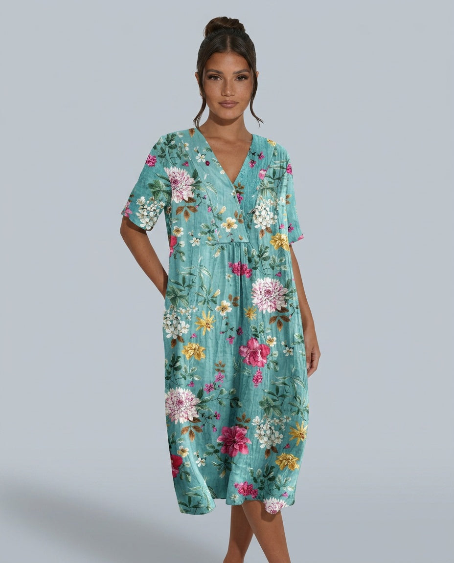 Liv | V-Neck Floral Summer Midi Dress