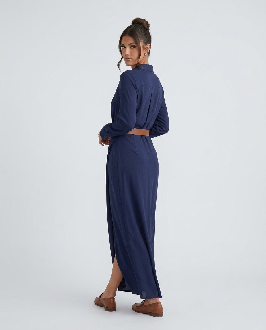 Vera | Button Front V-Neck Maxi Dress