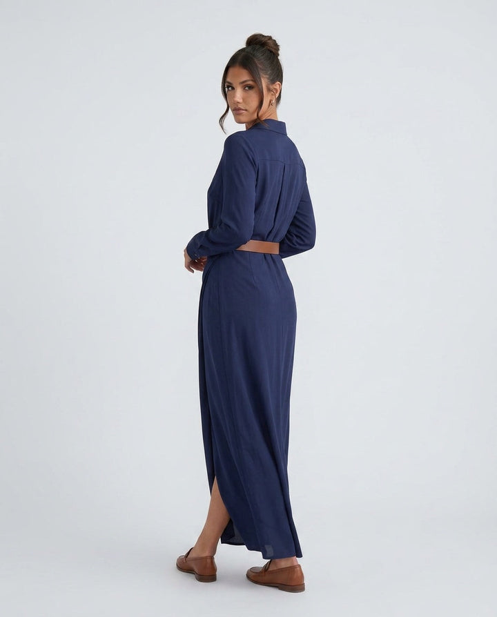 Vera | Button Front V-Neck Maxi Dress