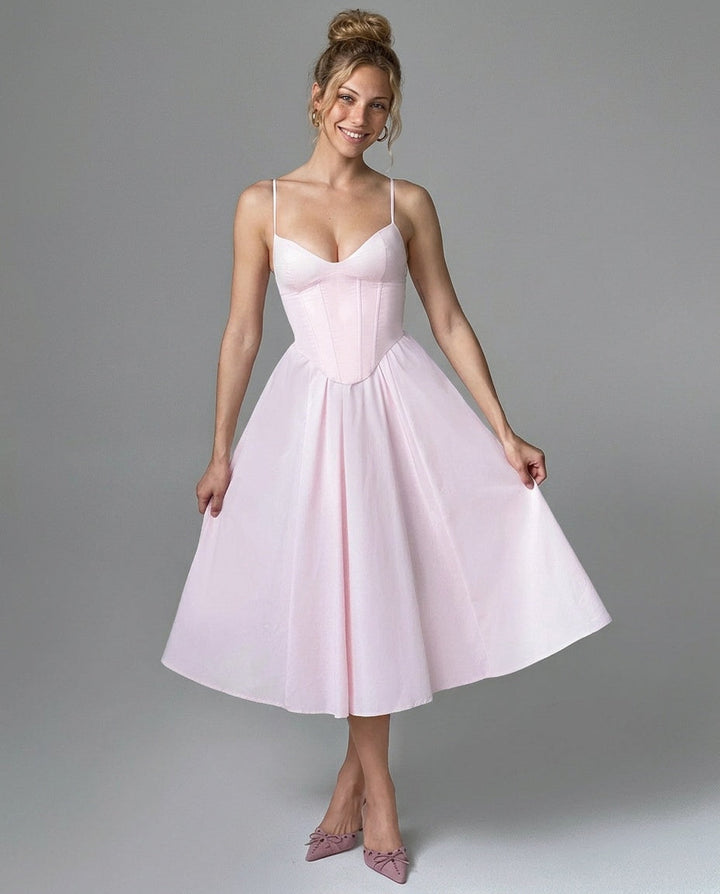 Mariella | Puff Sleeve A-Line Midi Dress