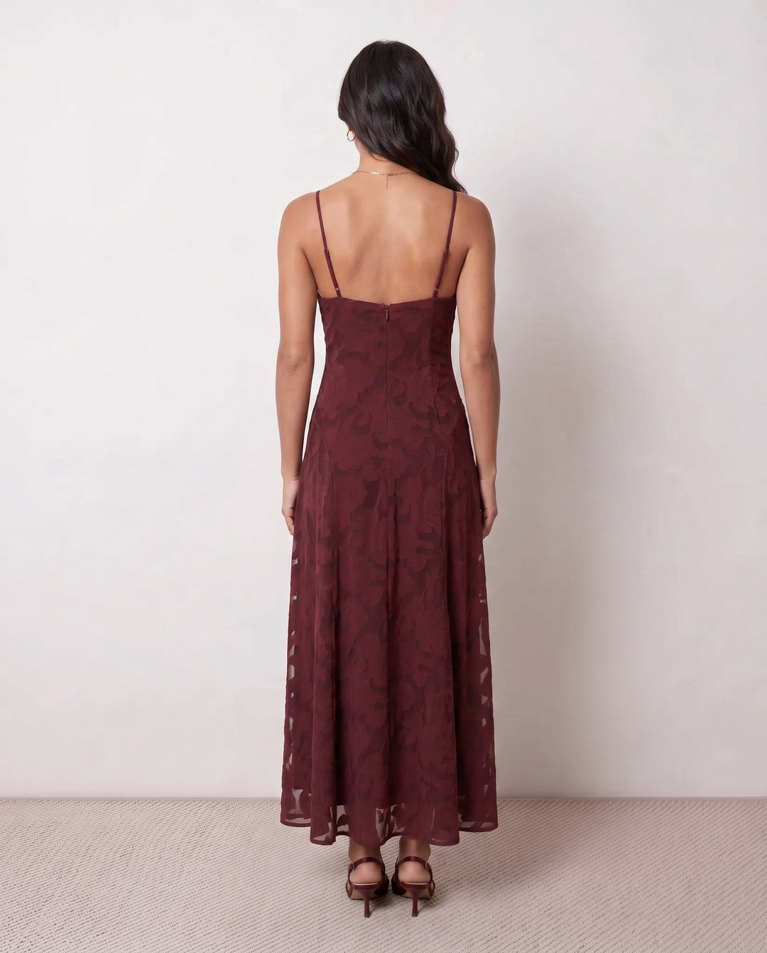 Willa | Floral Lace-Up Spaghetti Strap Maxi Dress
