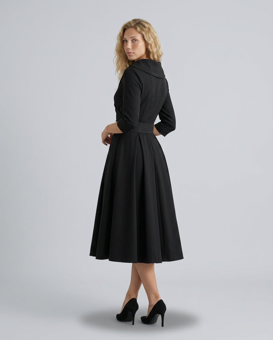 Faye | A-Line Midi with Lapel Detail