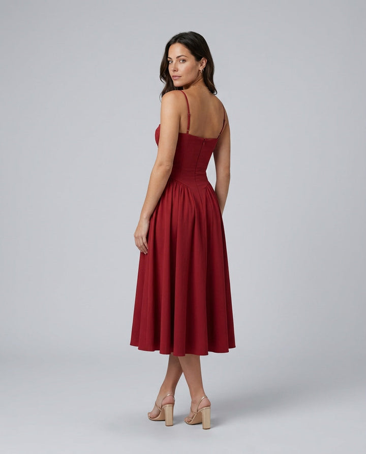 Willa | Spaghetti Strap Sweetheart Midi Dress