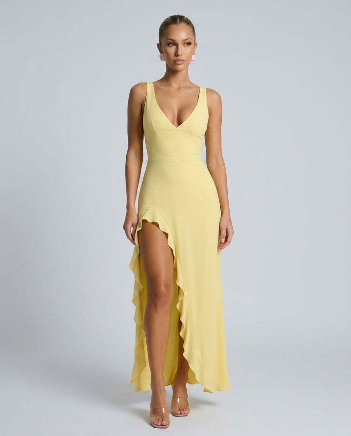Margot | Ruched V-Neck Wedding Guest Maxi Dress