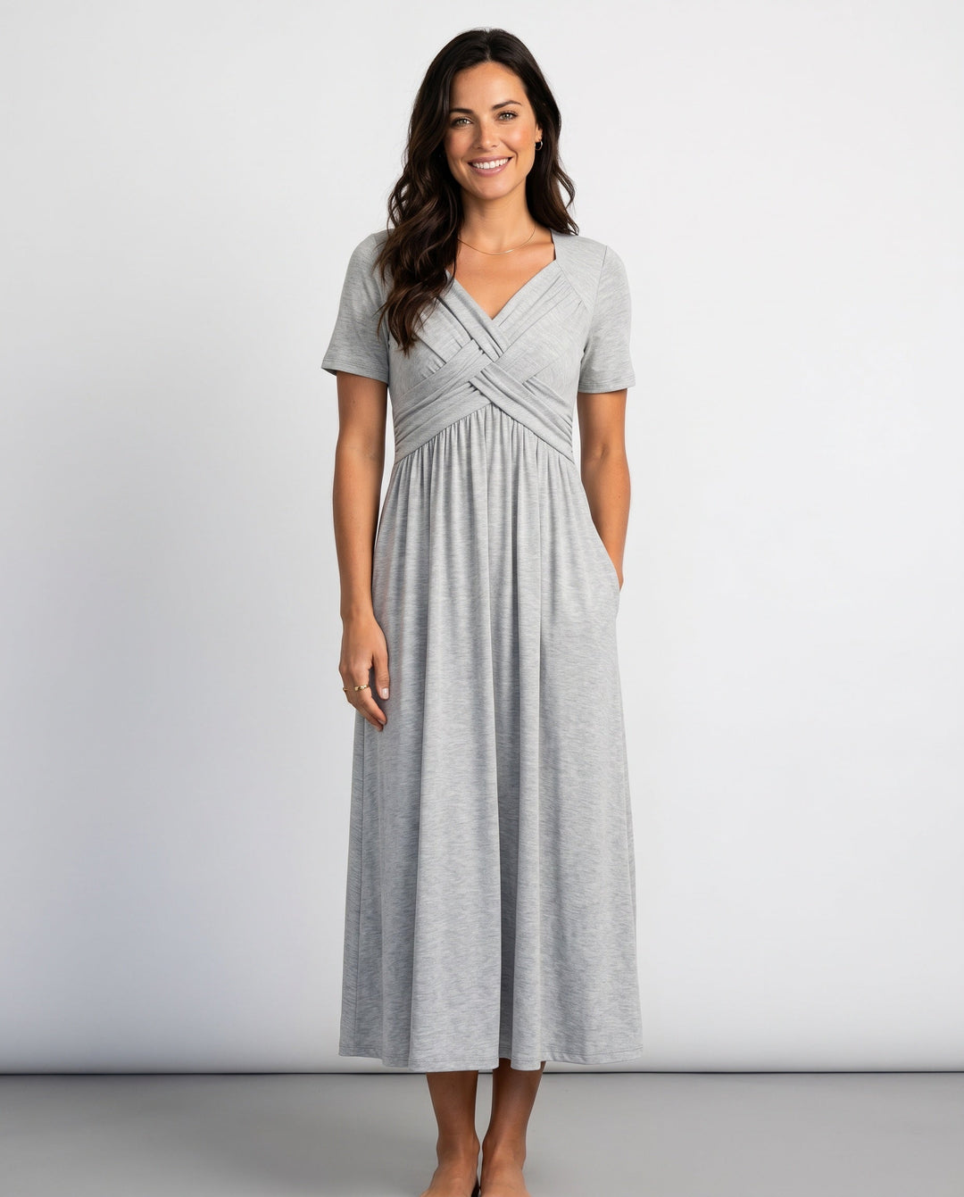 Noor | V-Neck Casual Midi Dress