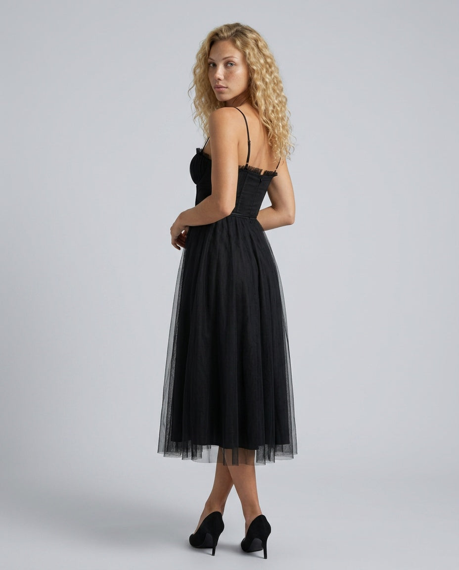 Celeste | Corset Tulle Midi Dress