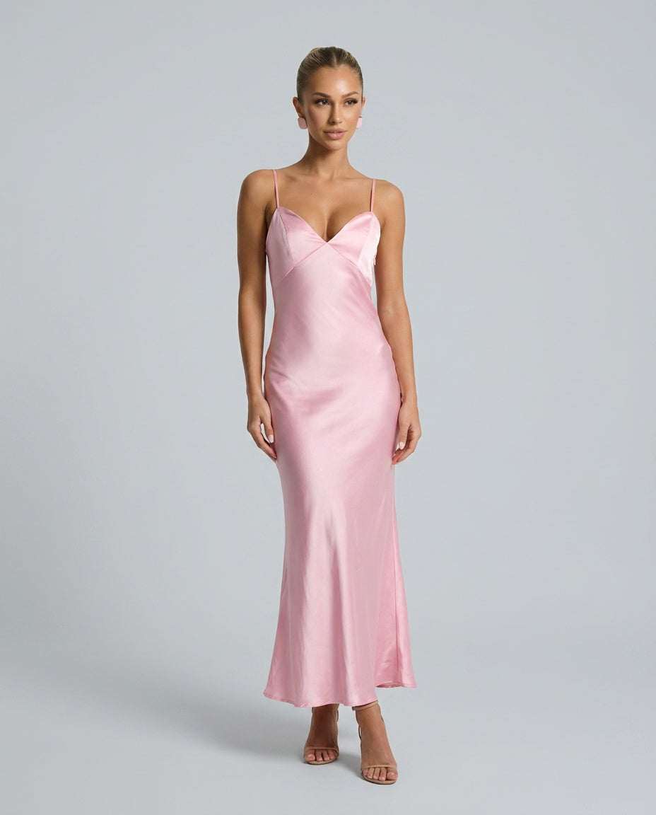 Anais | Strappy Satin Slip Maxi Dress