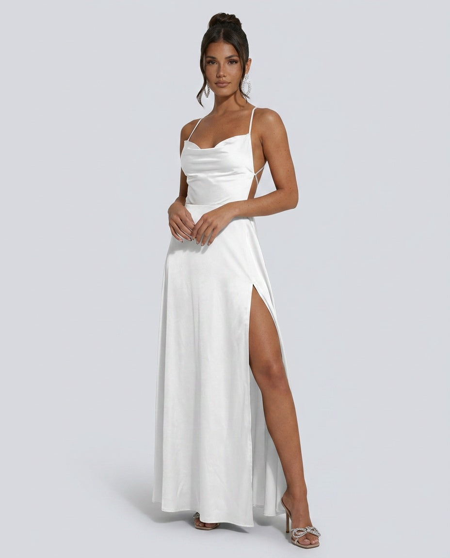 Tatum | Spaghetti Strap High Slit Evening Maxi Dress