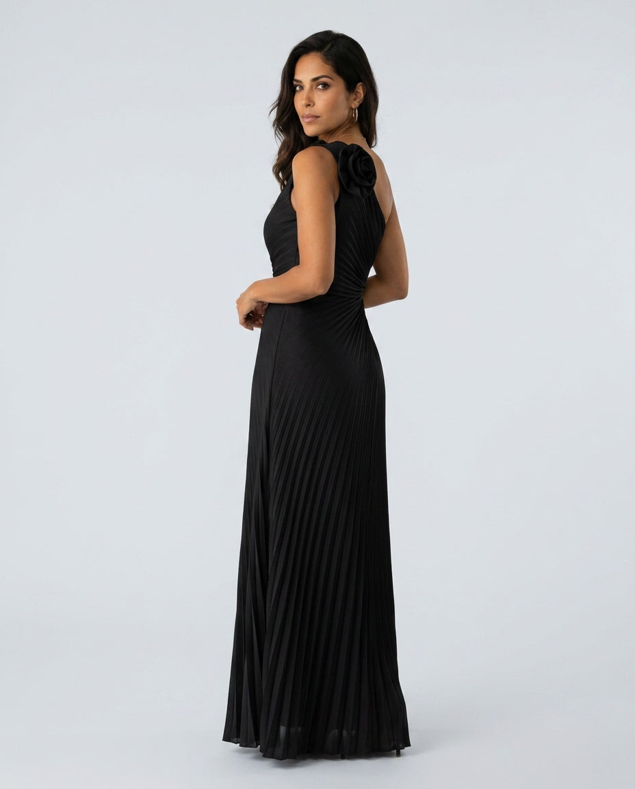 Willa | Shoulder Pleated Special Occasion Midi Dress