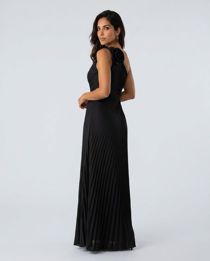 Willa | Shoulder Pleated Special Occasion Midi Dress