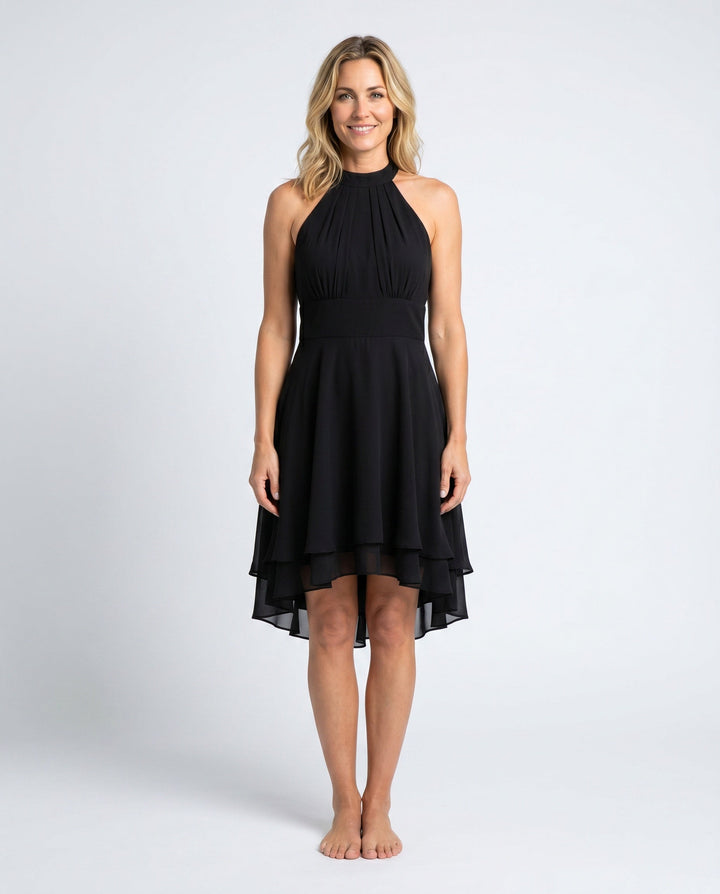Celeste | Halter Ruffle Flared Midi Dress