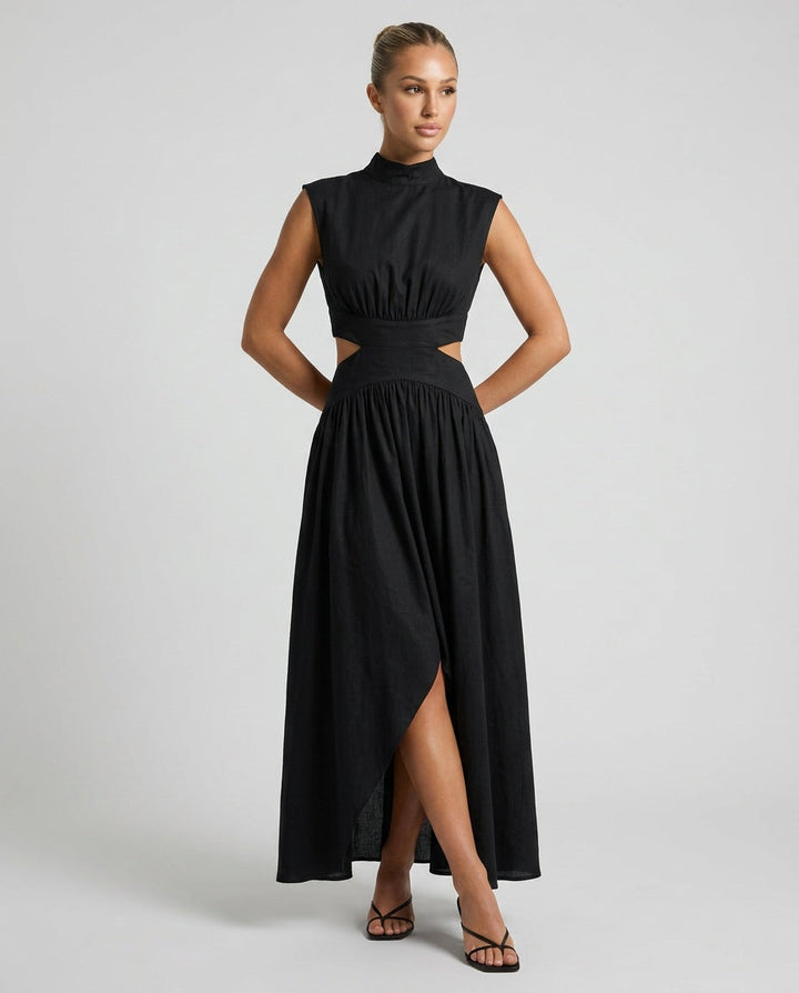 Avane | Sleeveless Mock Neck Cut-Out Maxi Dress