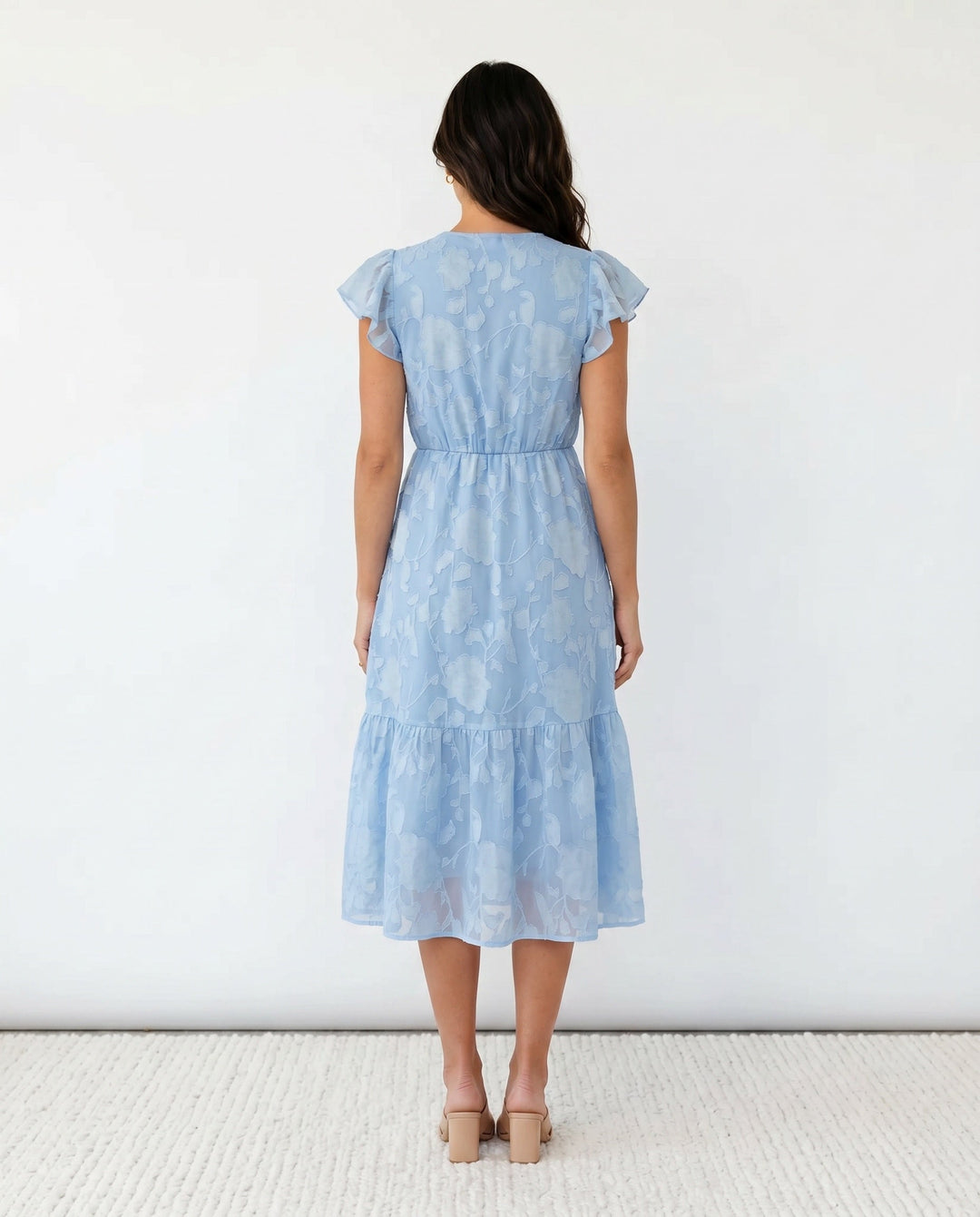 Talia | Floral Ruffle Detail Midi Dress
