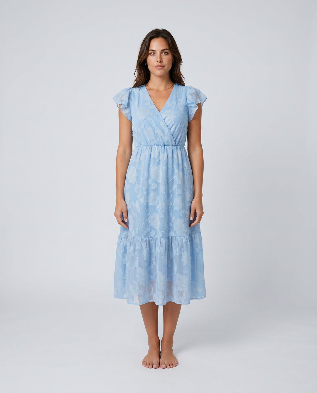 Talia | Floral Ruffle Detail Midi Dress