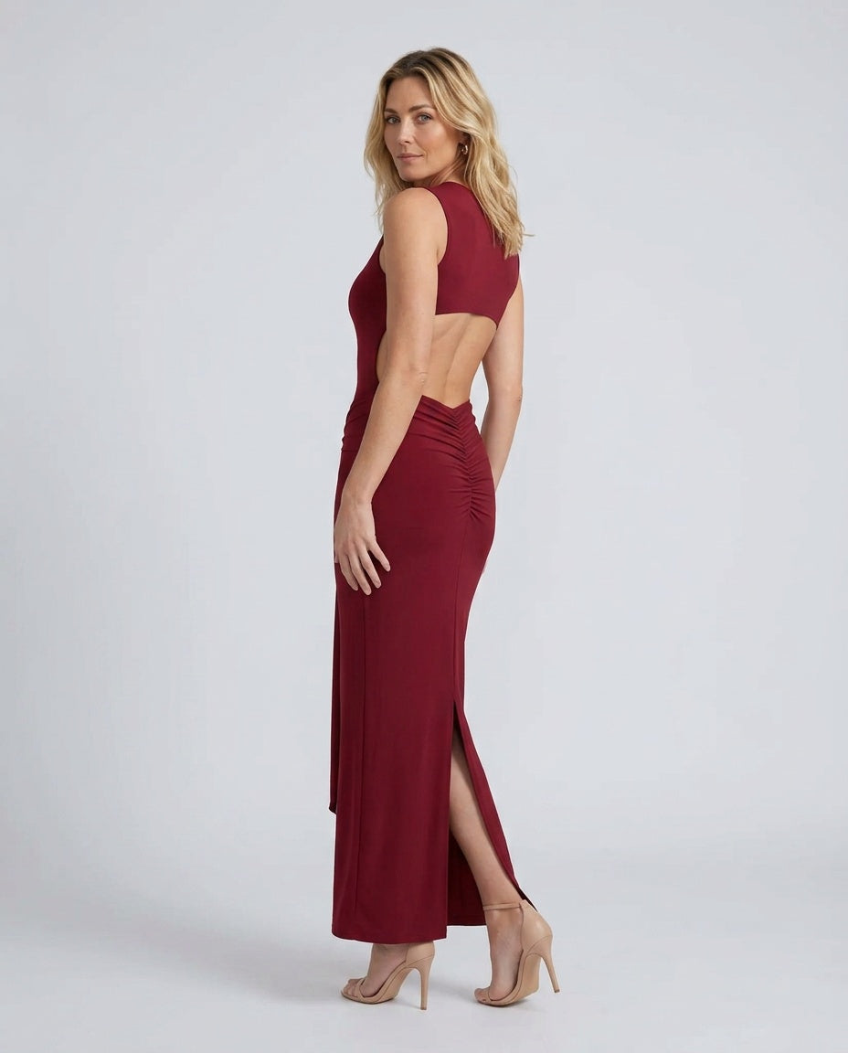 Faye | Open Back Fitted Maxi Dress