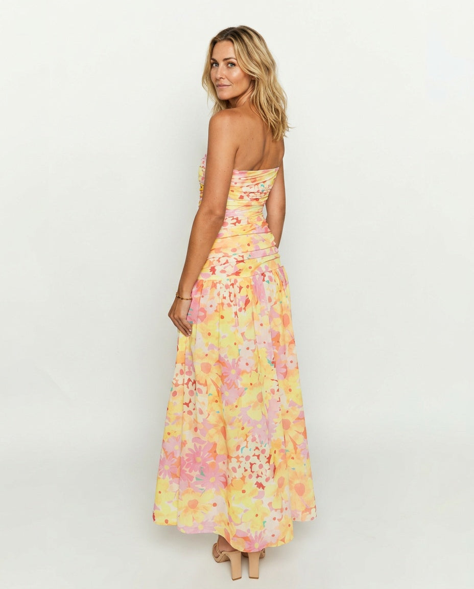 Sinclair | Floral Print Strapless Maxi Dress