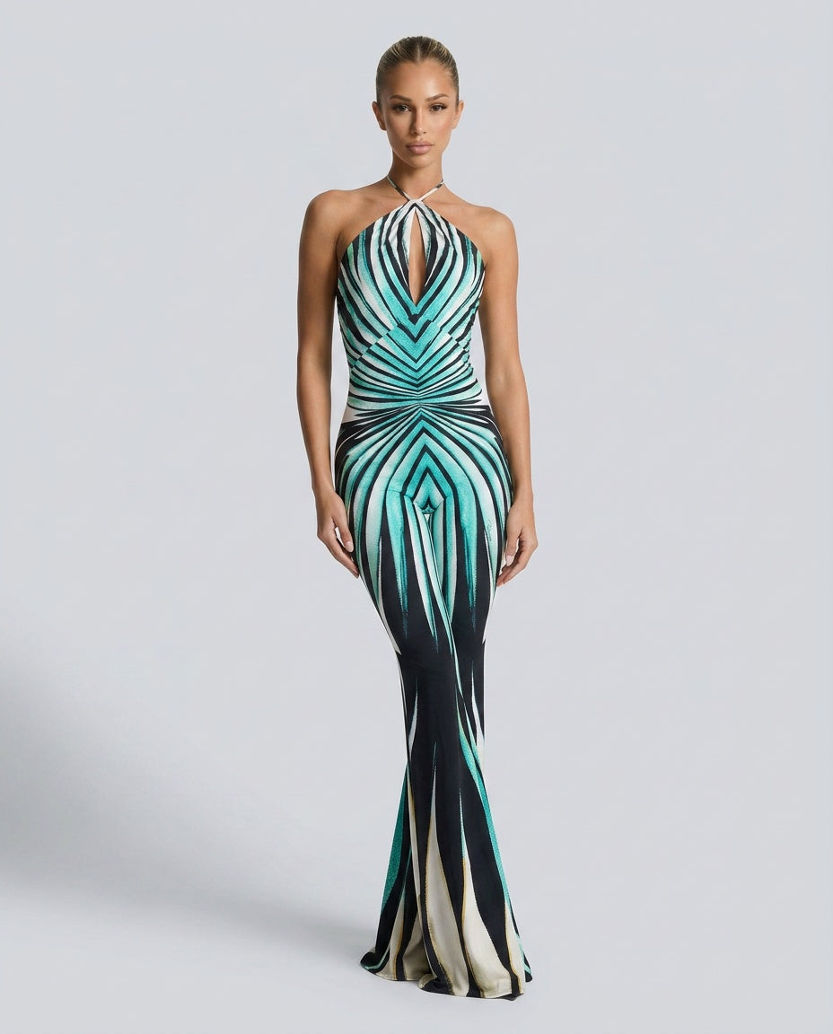 Celeste | Striped Cut-Out High Waist Jumpsuit