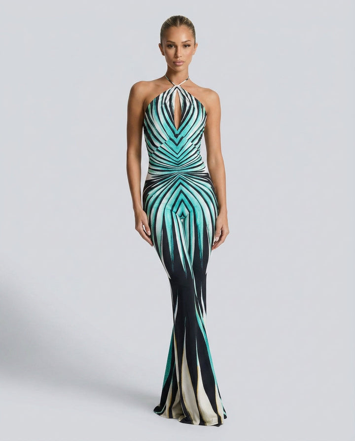 Celeste | Striped Cut-Out High Waist Jumpsuit