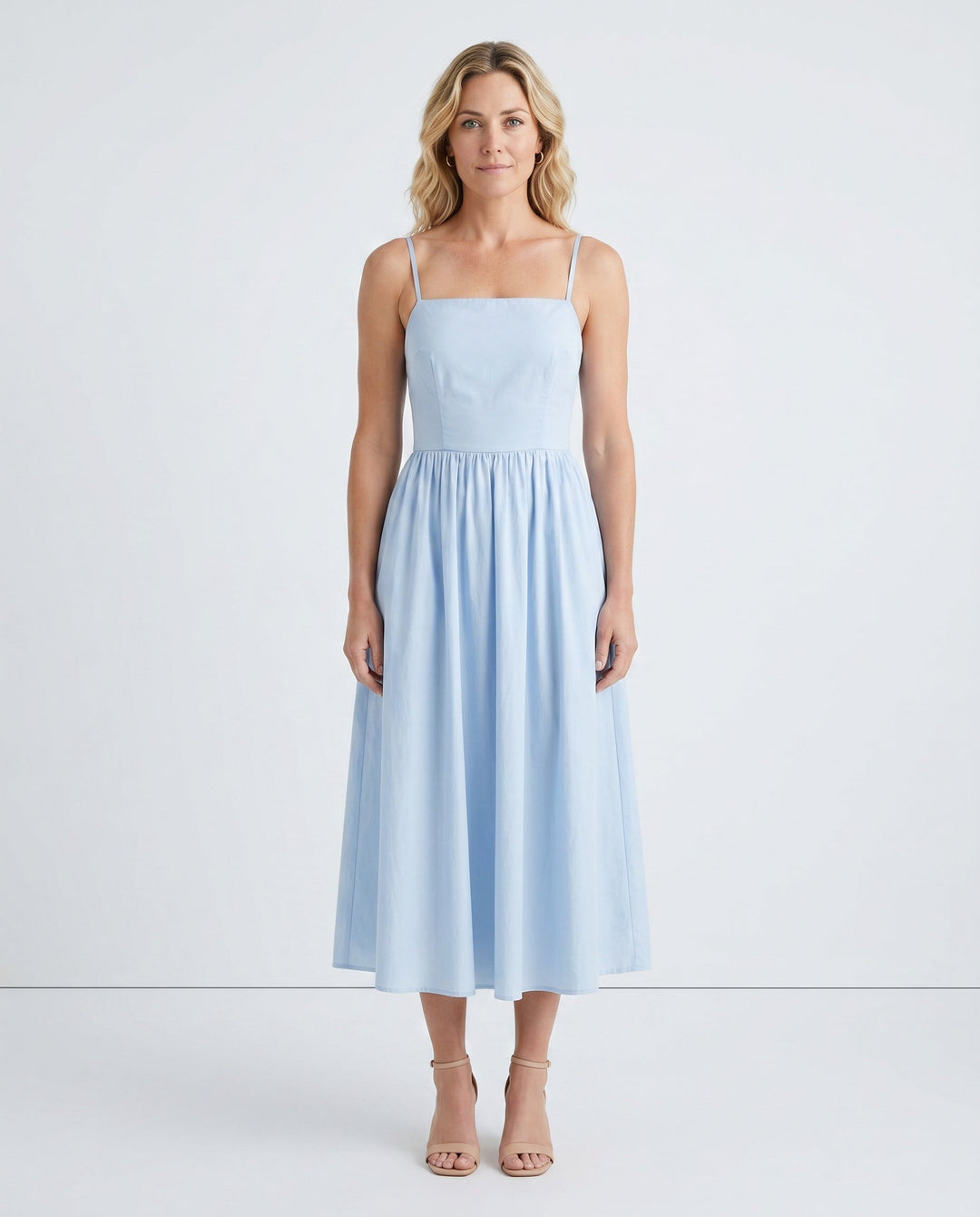 Noor | Spaghetti Strap Lace-Up Midi Dress