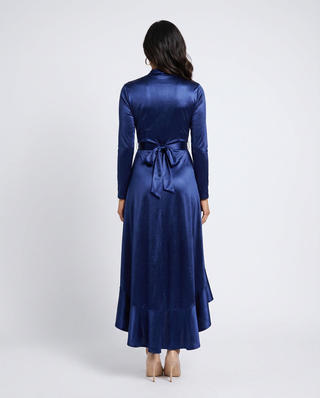 Priya | Glossy Ruffle Detail Maxi Dress