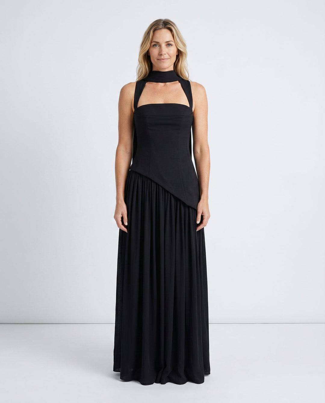 Ines | Basque Waist Lace-Up Maxi Dress