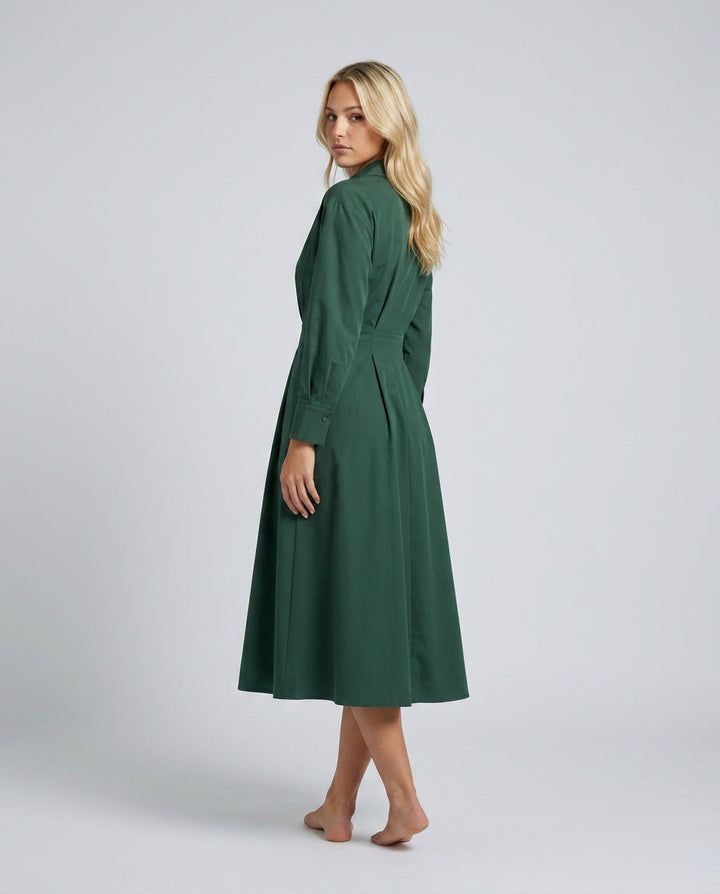 Evie | Long Blouse Dress with Tailored Waist