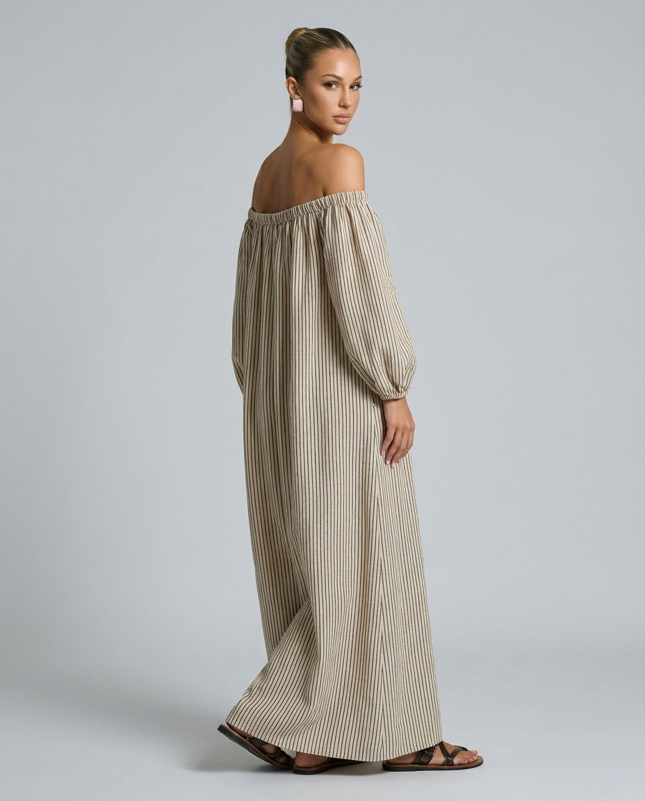 Celeste | Off-Shoulder Linen-Blend Maxi Dress