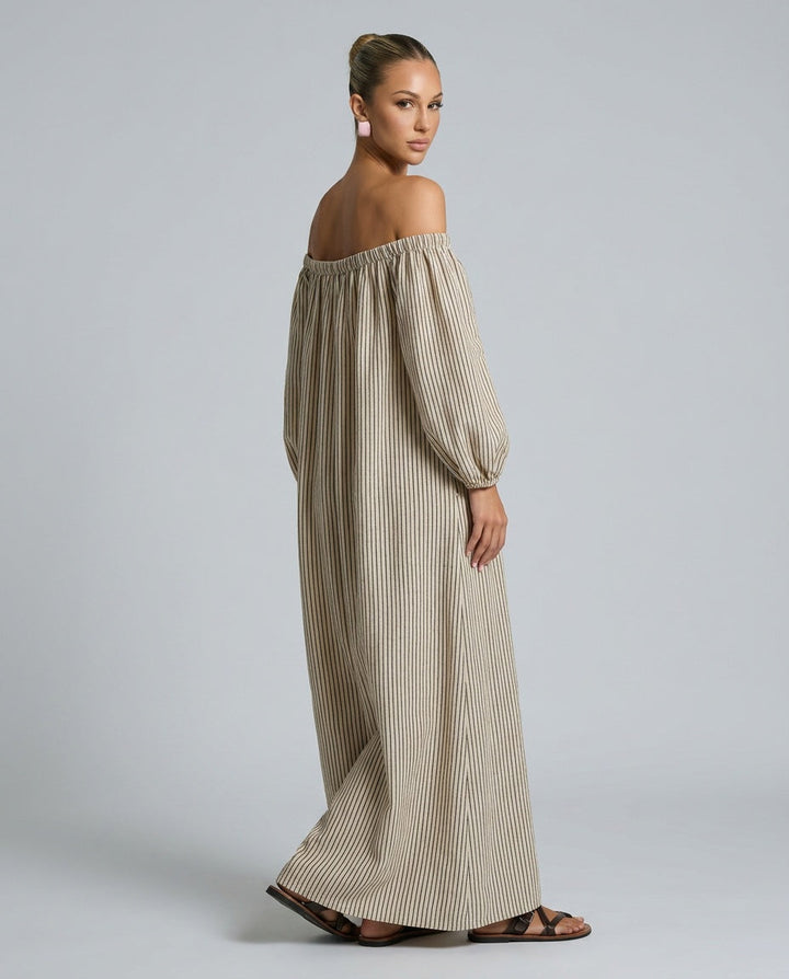 Celeste | Off-Shoulder Linen-Blend Maxi Dress