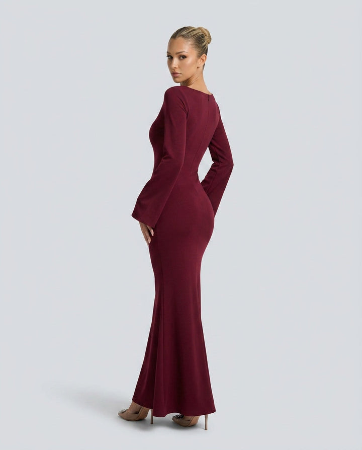 Delphine | Long Sleeve Elegant Wedding Guest Maxi Dress