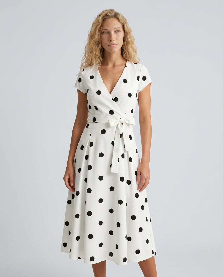 Camille | Polkadot Wrap Midi Dress