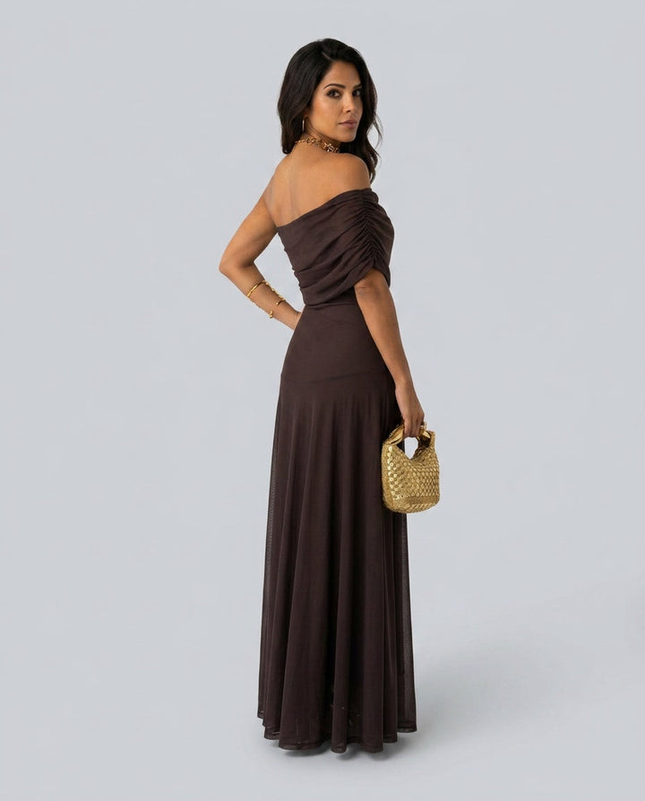 Elin | Off-Shoulder Chiffon Maxi Dress