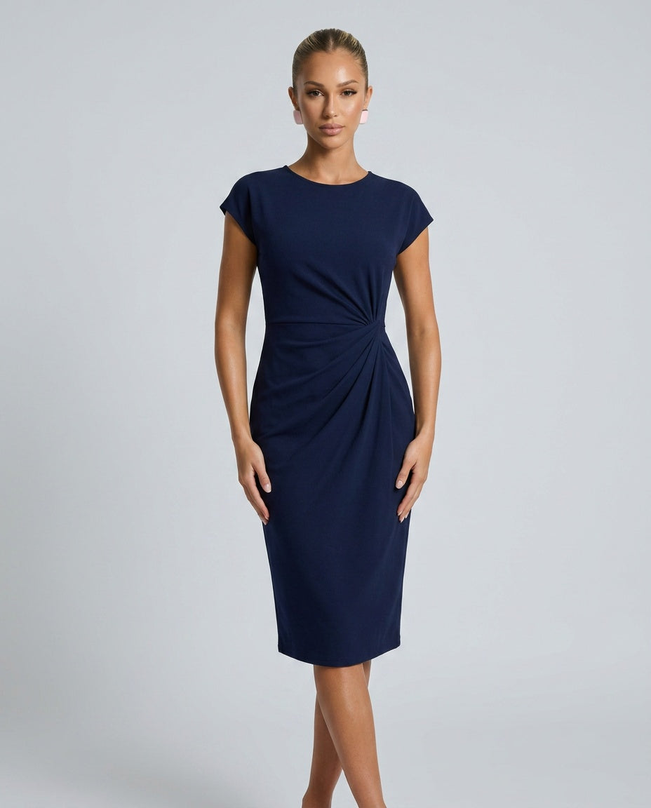Celeste | Pleated Waist Fitted Midi Dress