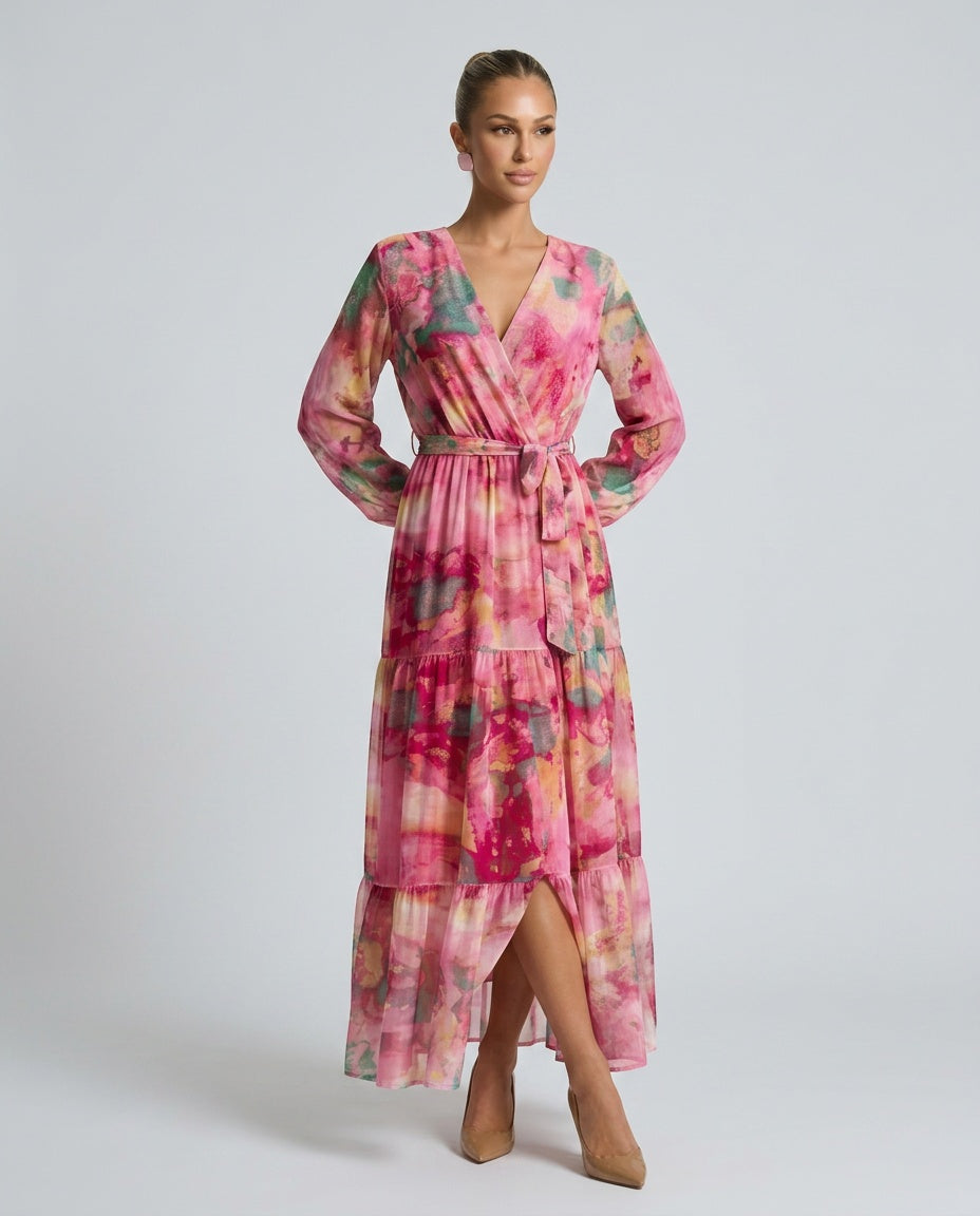 Paige | Floral Wrap Long Sleeve Maxi Dress
