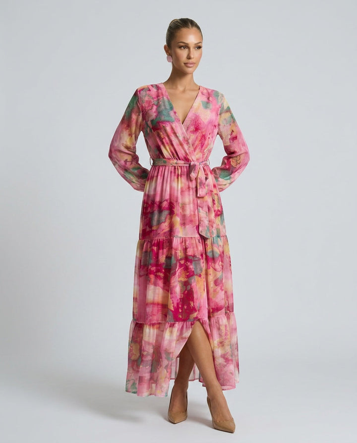 Paige | Floral Wrap Long Sleeve Maxi Dress