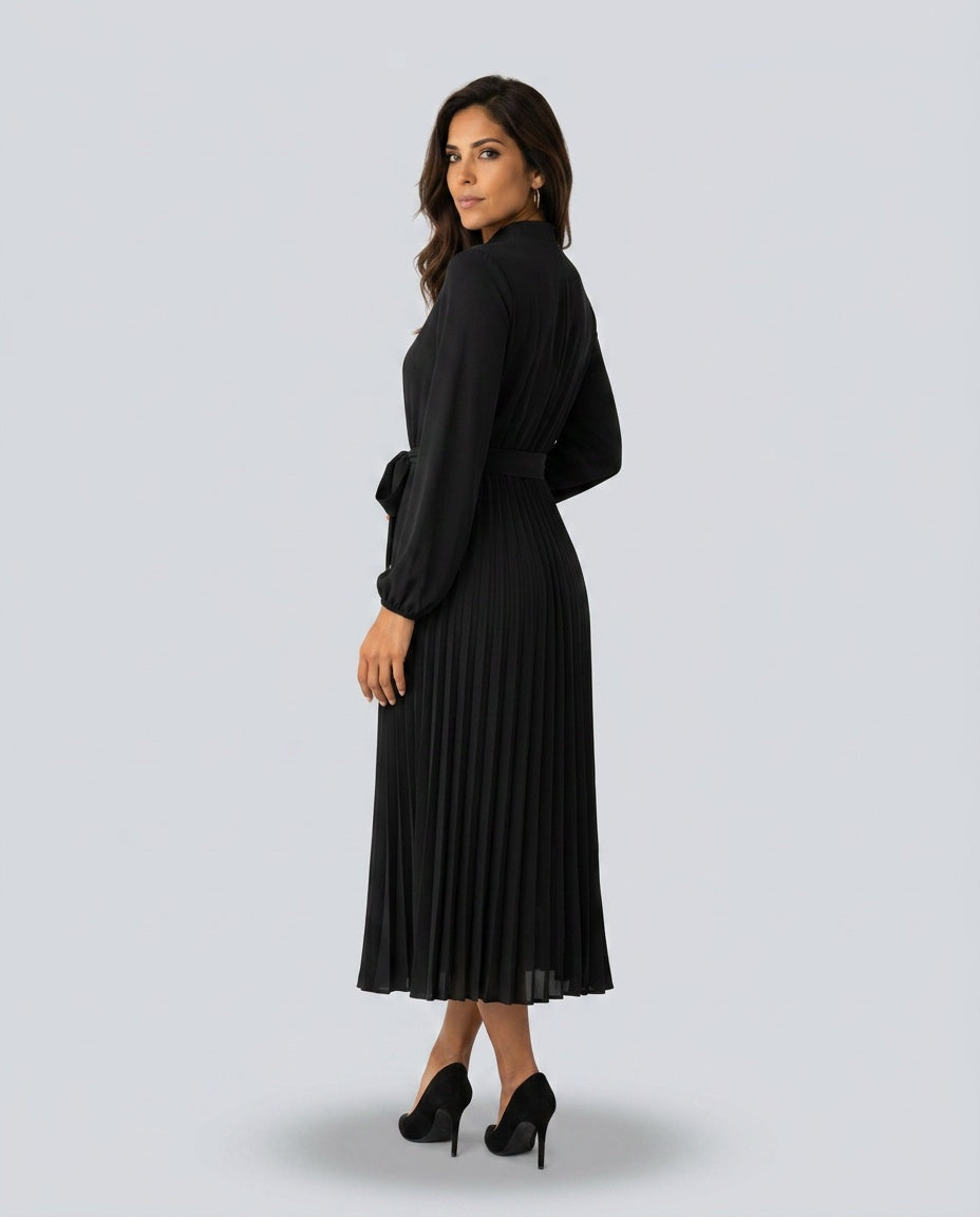 Vivienne | Pleated Midi with Belted Waist