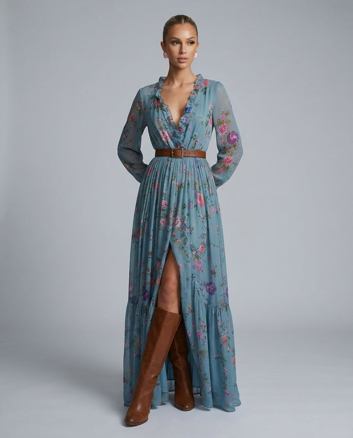 Elodie | Bohemian Floral Long Sleeve Maxi Dress
