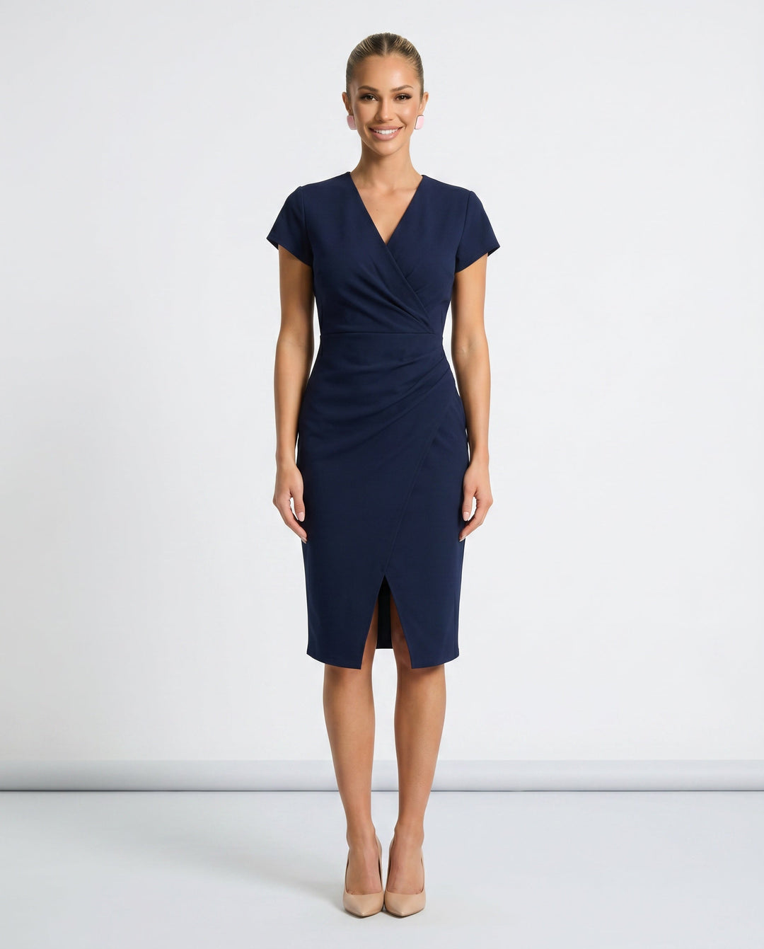 Willa | V-Neck Front Split Midi Dress
