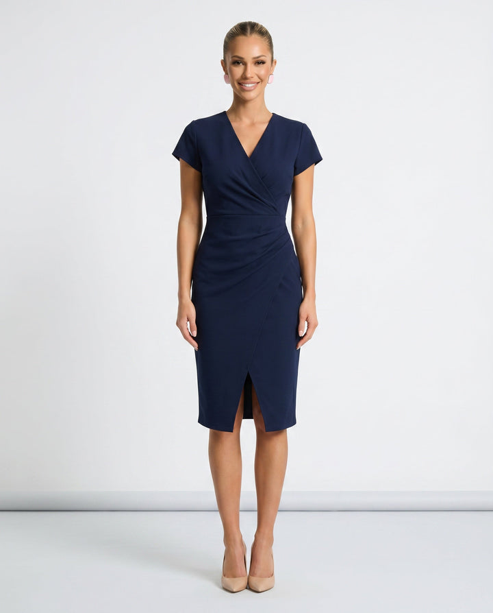 Willa | V-Neck Front Split Midi Dress