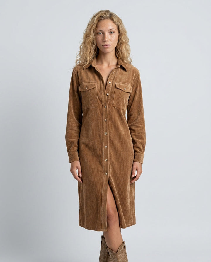 Marlowe | Corduroy Midi with Double Chest Pockets