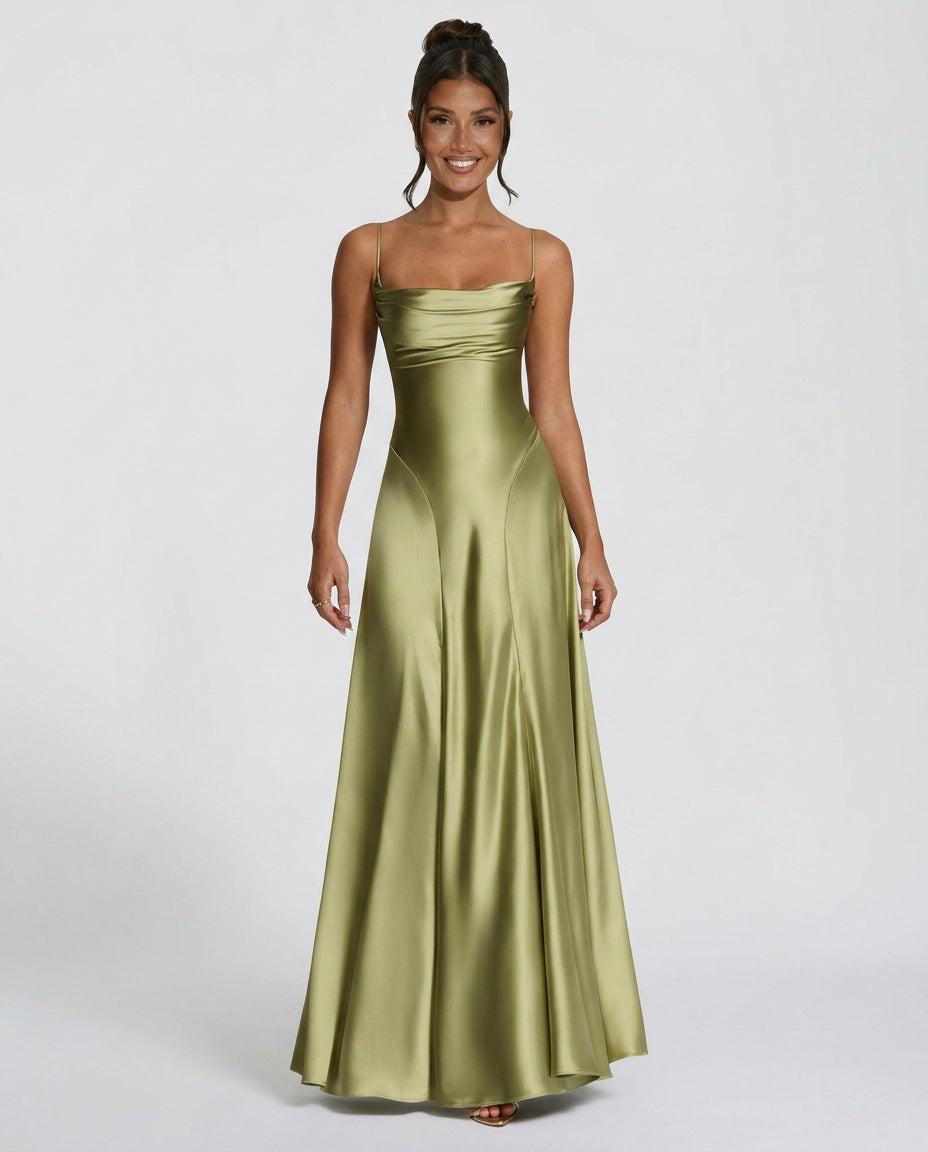 Adelina | Ruched Spaghetti Strap Maxi Dress