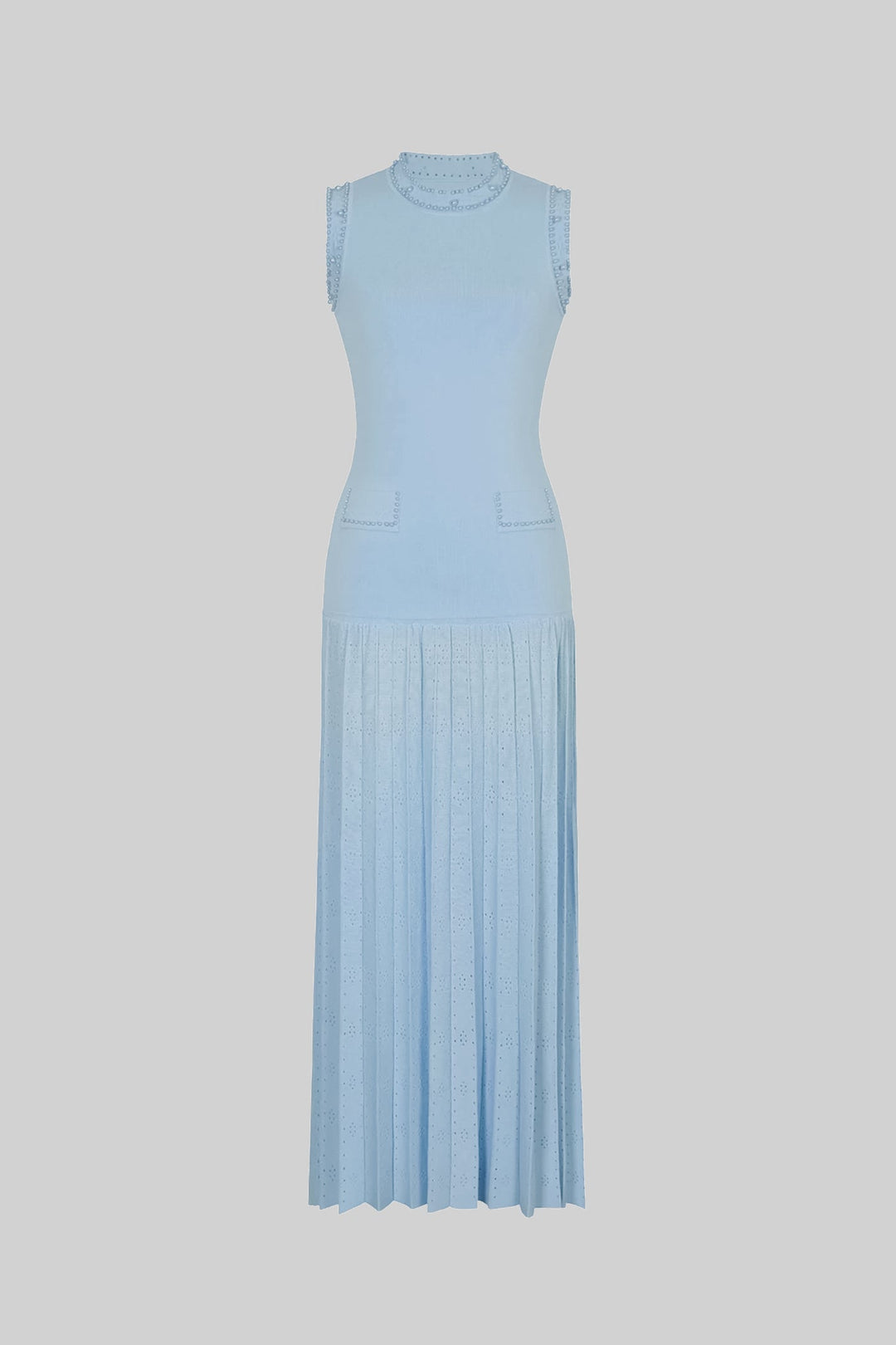 Noor | Pearl Embellished Knit Sleeveless Midi Dress