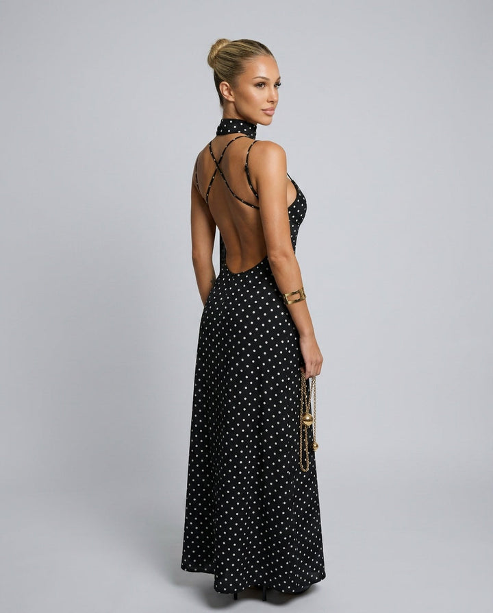 Rosalène | Vintage Polka Dot V-Neck Maxi Dress